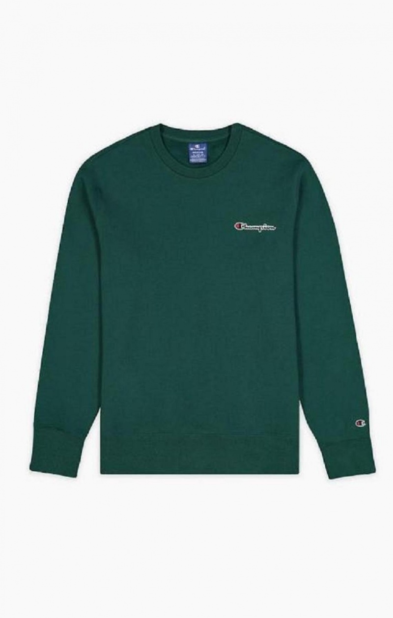 Champion Satin Stitch Script Logo Fleece Sweatshirt Tröjor Herr Ljusgröna | 2639-EOFZM