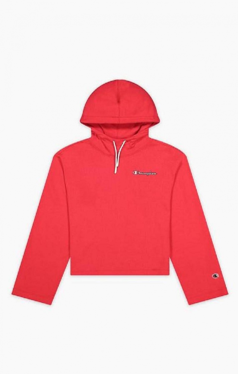 Champion Satin Stitch Script Logo Hoodie Hoodie Dam Röda | 8357-FITRW