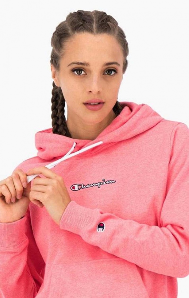 Champion Satin Stitch Script Logo Hoodie Hoodie Dam Rosa | 3409-EIGAD