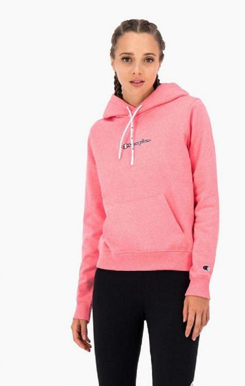 Champion Satin Stitch Script Logo Hoodie Hoodie Dam Rosa | 3409-EIGAD