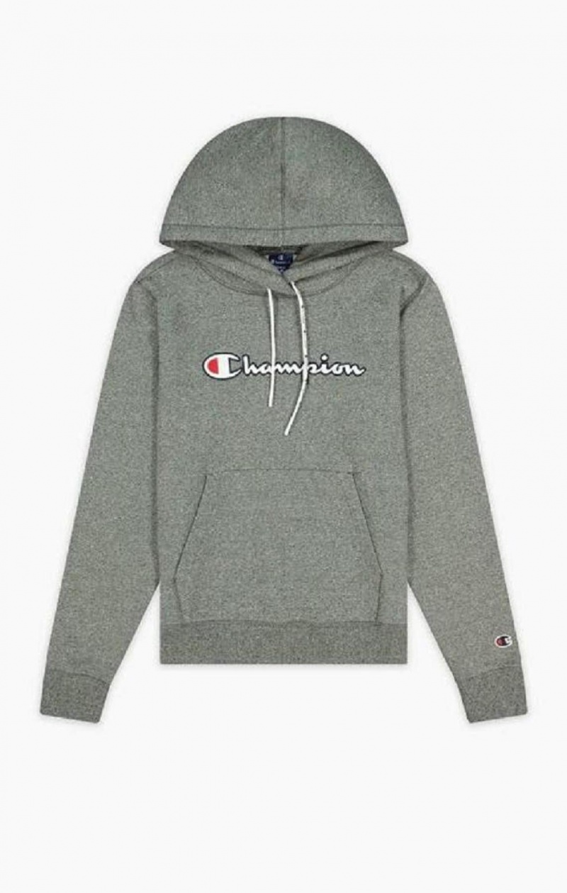 Champion Satin Stitch Script Logo Hoodie Hoodie Dam Mörkgrå | 6970-VFZOI