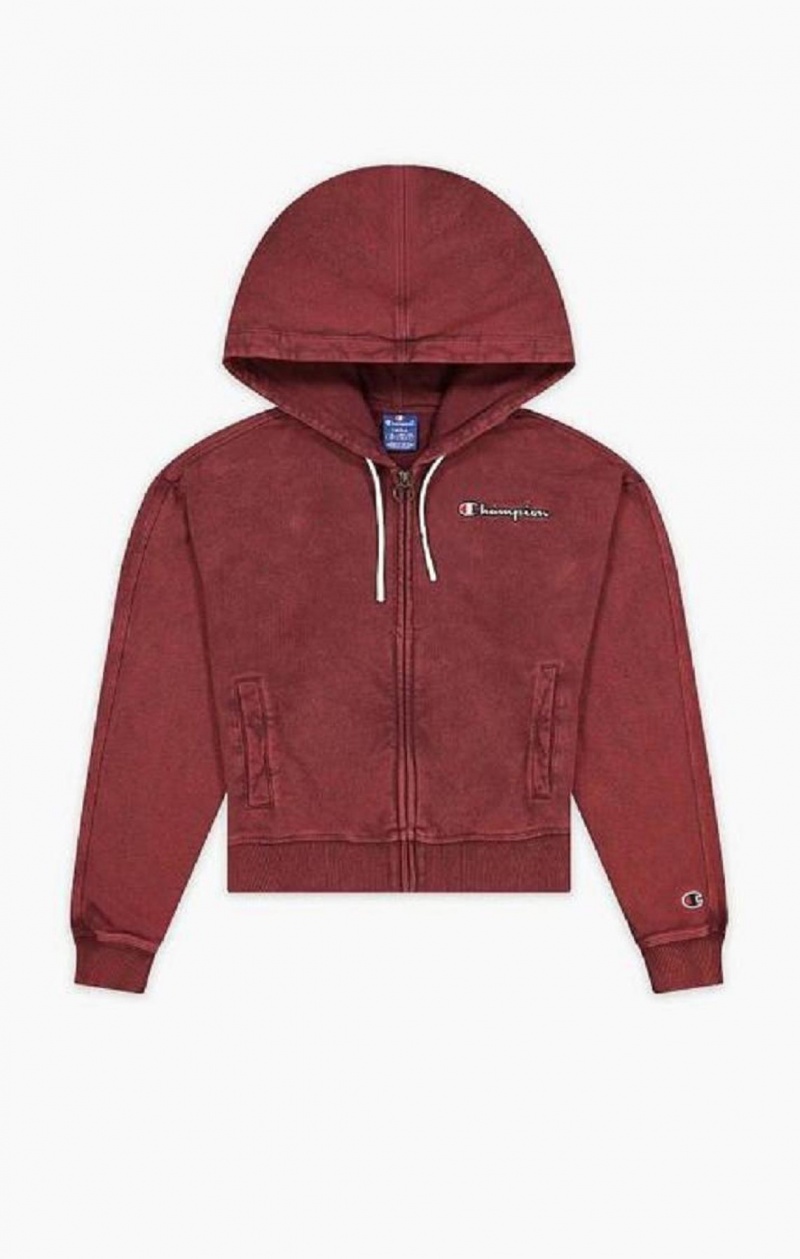 Champion Satin Stitch Script Logo Hoodie Hoodie Dam Mörklila | 7912-YSPZX