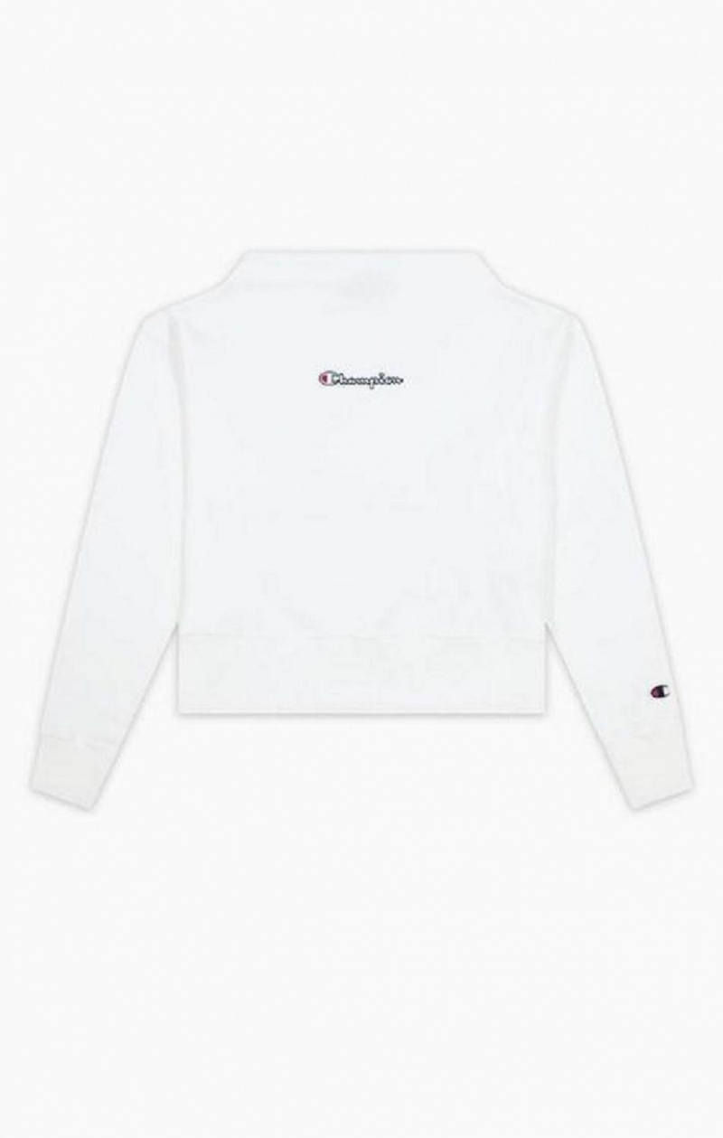 Champion Satin Stitch Script Logo Sweatshirt Tröjor Dam Vita | 7480-TROUX