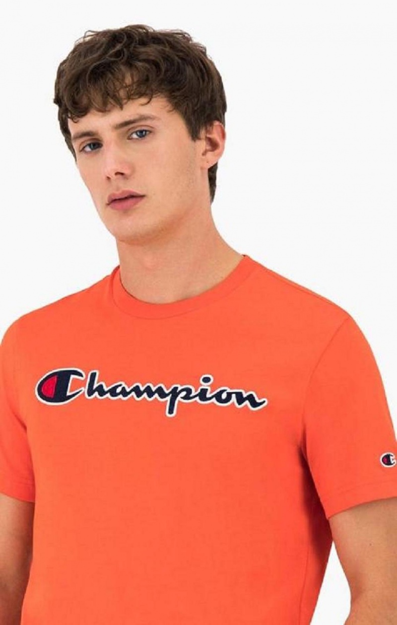 Champion Satin Stitch Script Logo T-Shirt T-shirt Herr Röda | 1754-ZXDMA