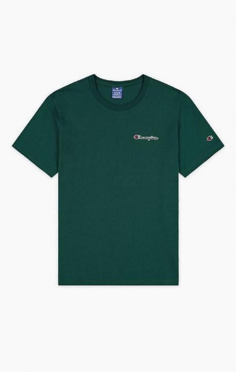 Champion Satin Stitch Small Script Logo T-Shirt T-shirt Herr Ljusgröna | 8321-UNQSB