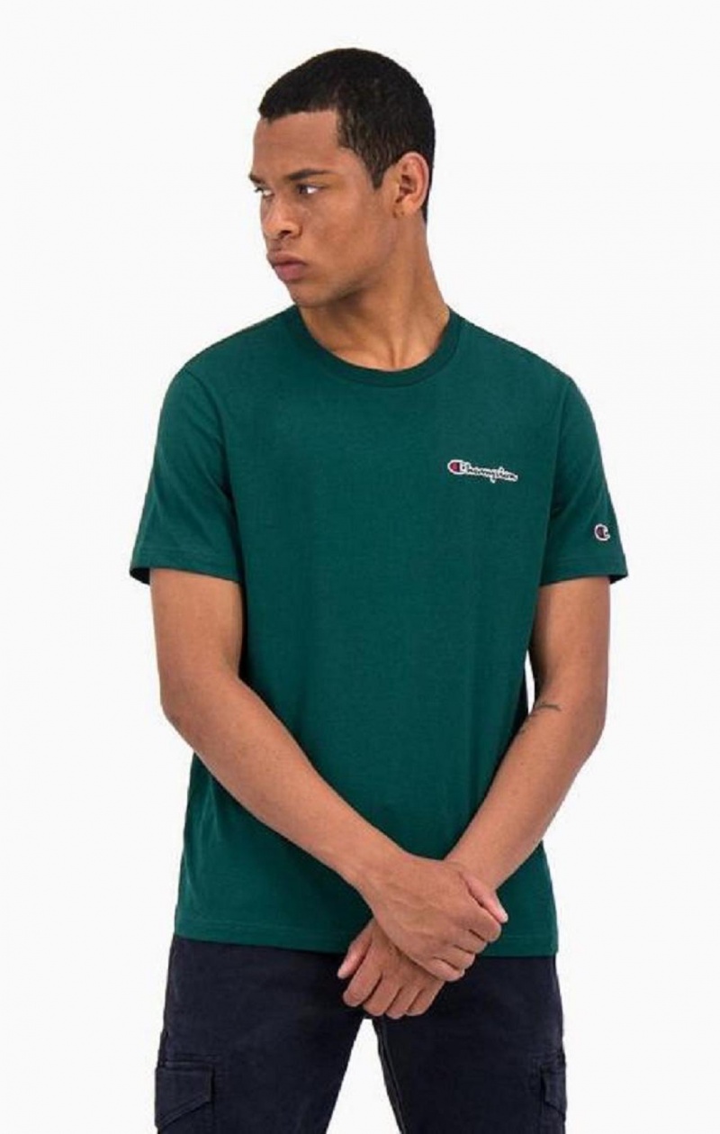 Champion Satin Stitch Small Script Logo T-Shirt T-shirt Herr Ljusgröna | 8321-UNQSB