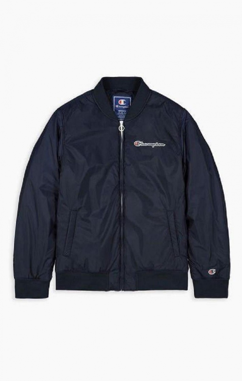 Champion Script Logo Back Bomber Jacket Jackor Herr Mörkblå | 5190-AJLQU