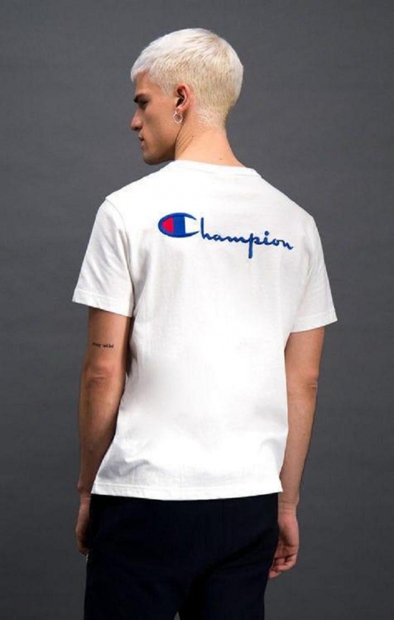 Champion Script Logo Back Crew Neck T-Shirt T-shirt Herr Vita | 5463-ZTFAU