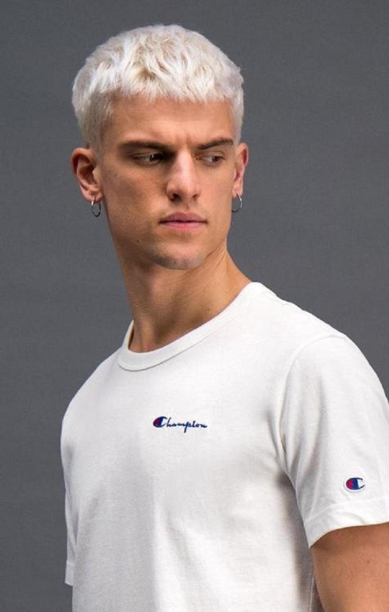 Champion Script Logo Back Crew Neck T-Shirt T-shirt Herr Vita | 5463-ZTFAU