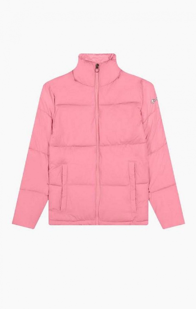 Champion Script Logo Back Vadderad Jacket Jackor Dam Rosa | 8935-GFBRN