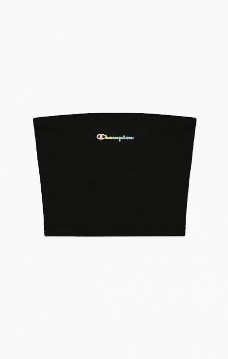 Champion Script Logo Bandeau Top T-shirt Dam Svarta | 9108-MQSYU