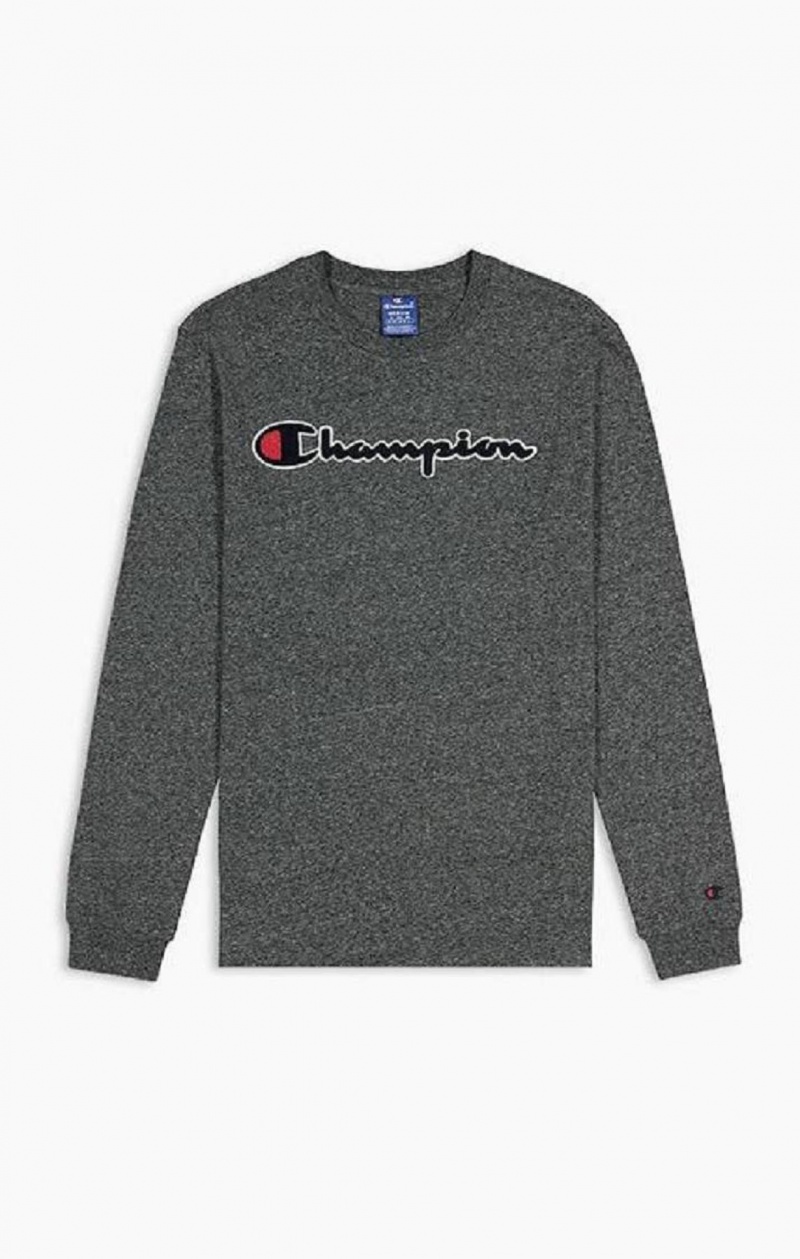 Champion Script Logo Bomull Jersey Sweatshirt Tröjor Herr Mörkgrå | 7104-WAMQT