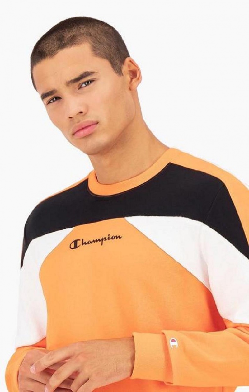 Champion Script Logo Colour Block Fleece Sweatshirt Tröjor Herr Orange | 5214-YLGSA