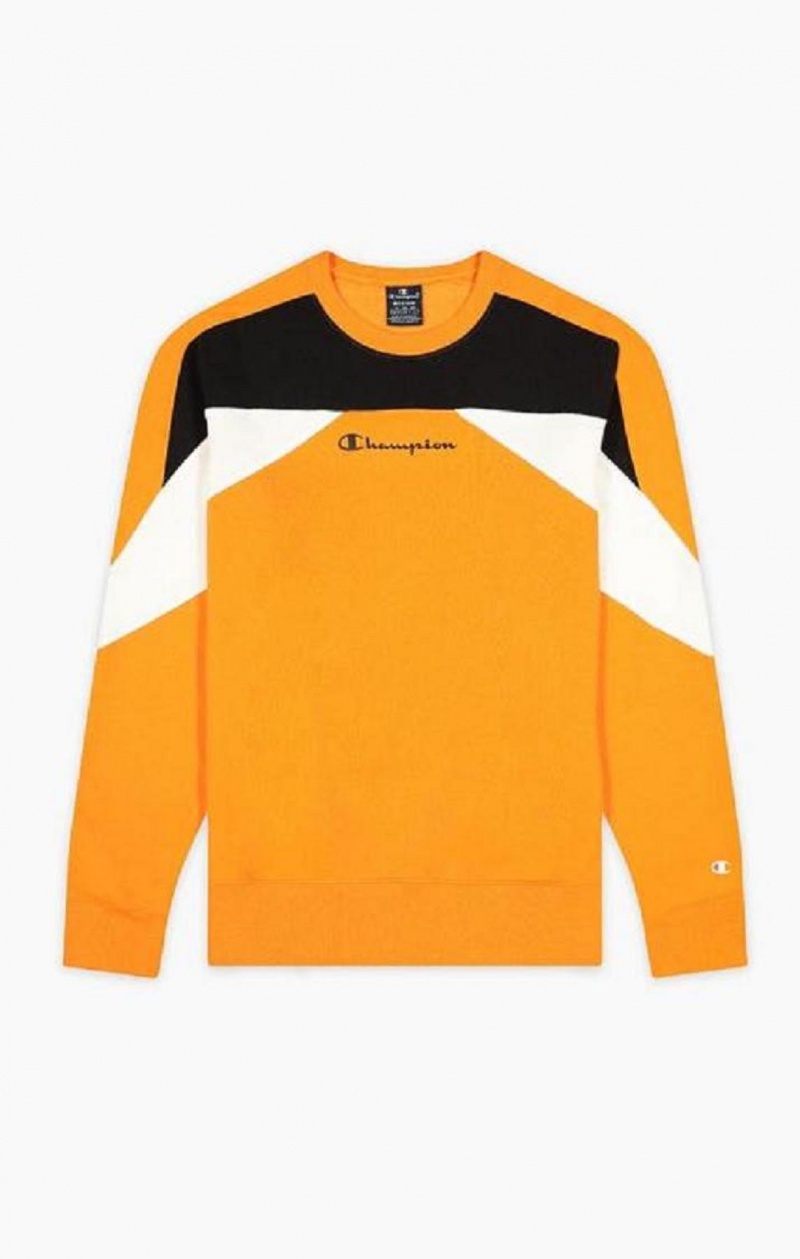 Champion Script Logo Colour Block Fleece Sweatshirt Tröjor Herr Orange | 5214-YLGSA