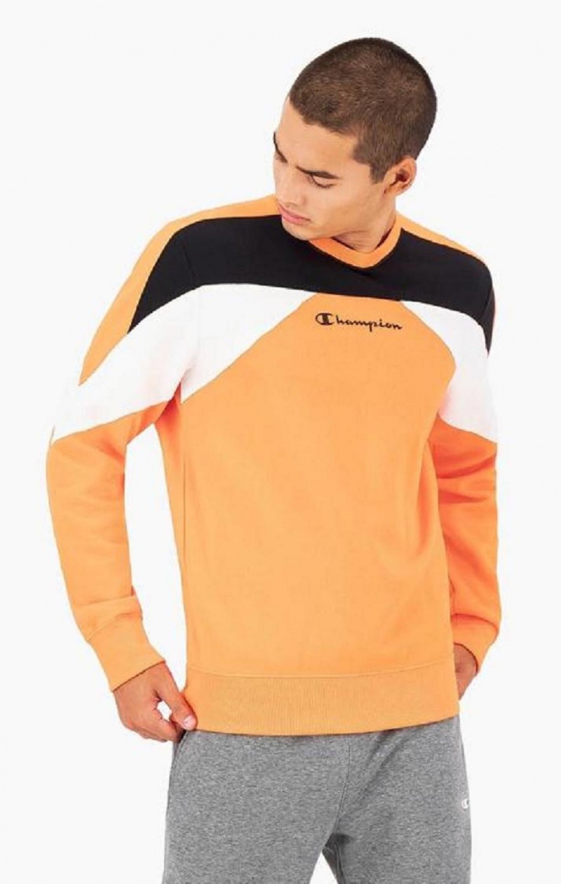 Champion Script Logo Colour Block Fleece Sweatshirt Tröjor Herr Orange | 5214-YLGSA