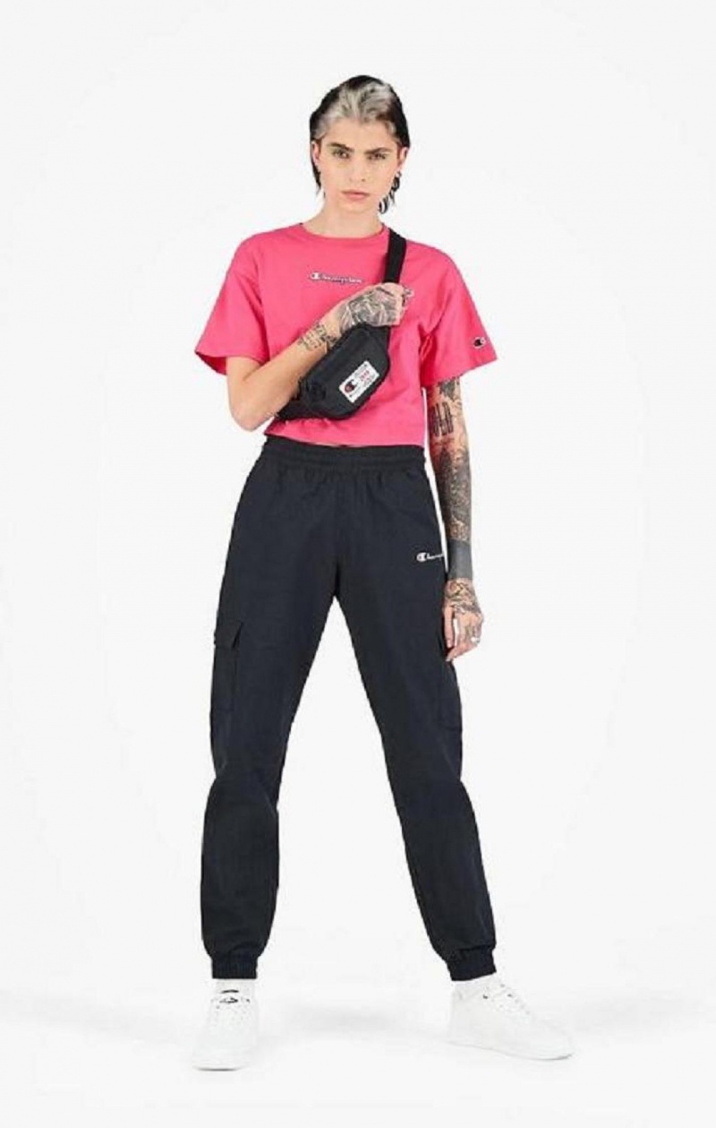 Champion Script Logo Cropped T-Shirt T-shirt Dam Mörkrosa | 9402-MRCDE