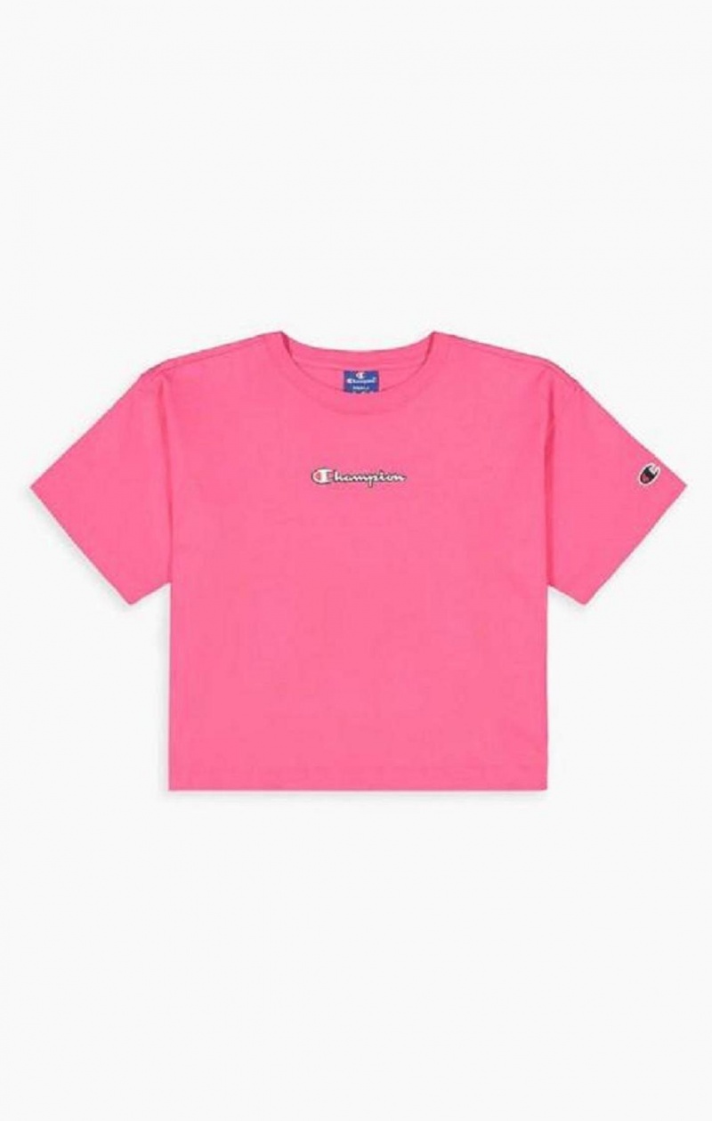 Champion Script Logo Cropped T-Shirt T-shirt Dam Mörkrosa | 9402-MRCDE