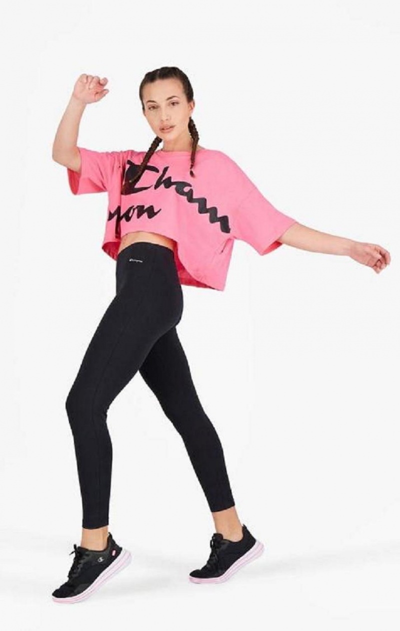 Champion Script Logo Cropped T-Shirt T-shirt Dam Fuchsia | 8432-YRTGU