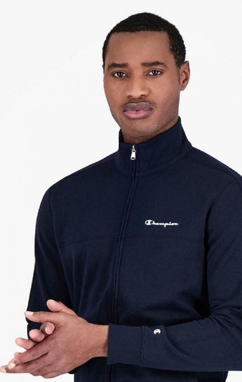 Champion Script Logo Detail Zip-Up Sweatsuit Träningsoverall Herr Mörkblå | 8609-BIHAW