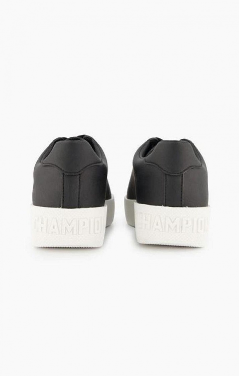 Champion Script Logo Faux Läder Platform Trainers Träningsskor Dam Svarta | 0726-HBKCA