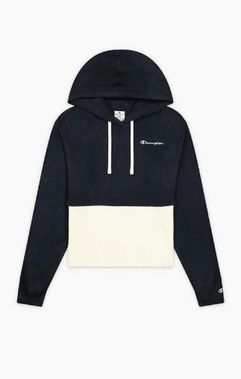 Champion Script Logo Fleece Hoodie Hoodie Dam Mörkblå | 2048-PVRKU