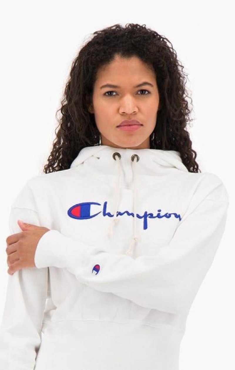 Champion Script Logo High Rib Reverse Weave Hoodie Hoodie Dam Vita | 5083-QLSZT