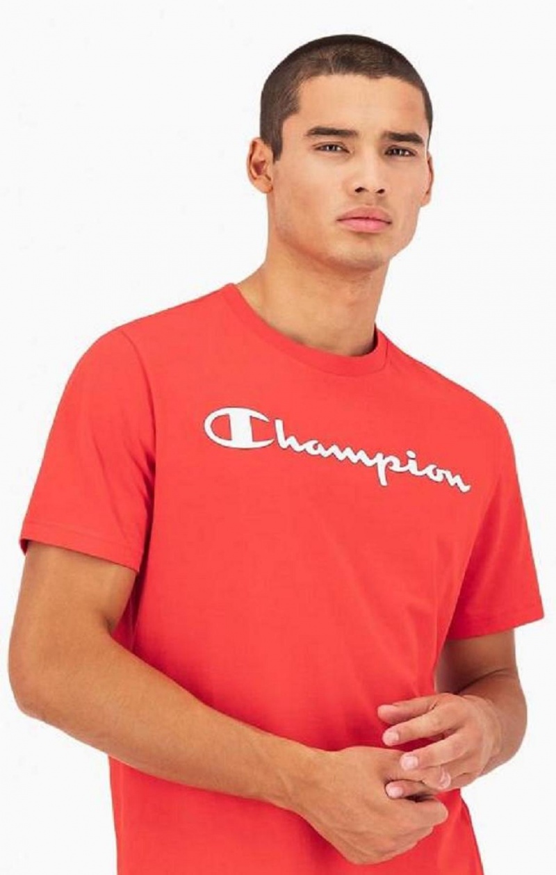 Champion Script Logo Jersey T-Shirt T-shirt Herr Röda | 7359-MLXVQ