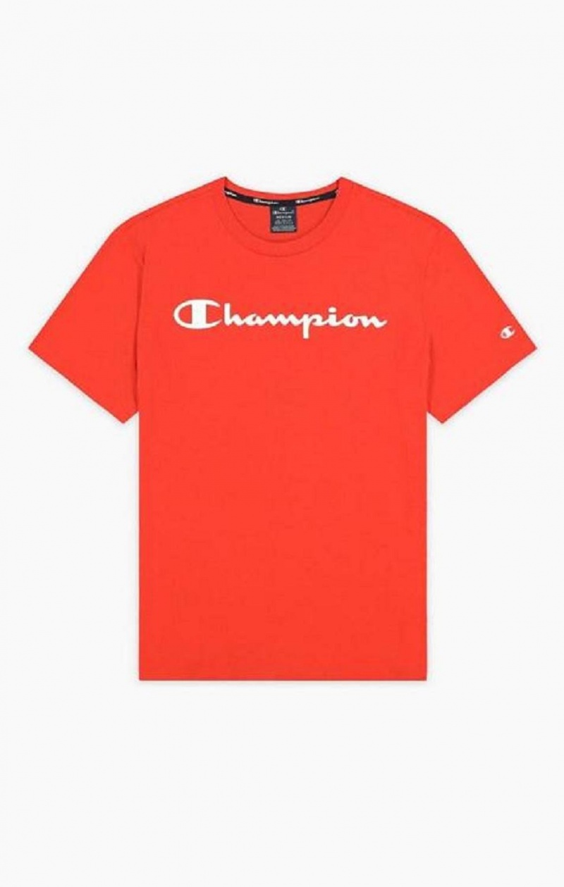 Champion Script Logo Jersey T-Shirt T-shirt Herr Röda | 7359-MLXVQ