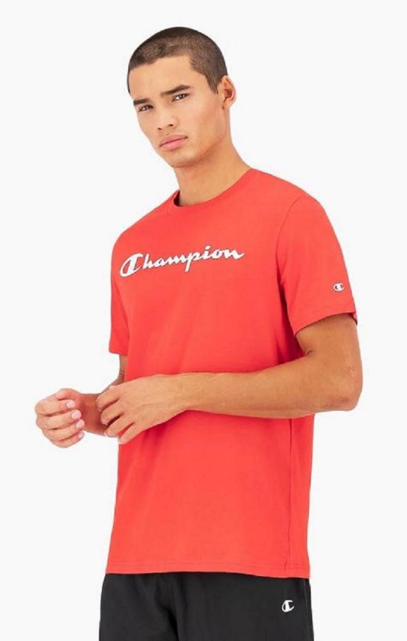 Champion Script Logo Jersey T-Shirt T-shirt Herr Röda | 7359-MLXVQ