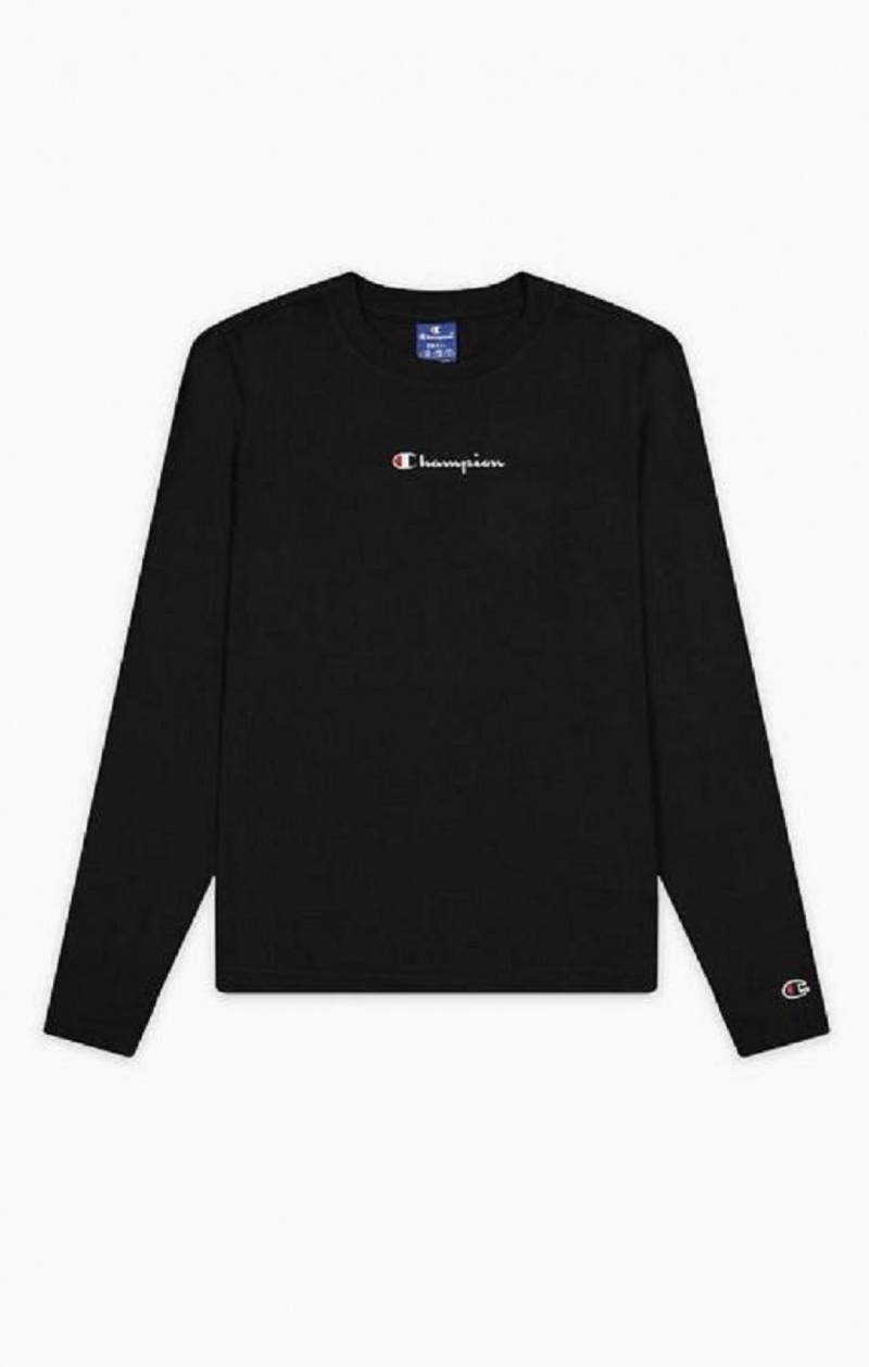 Champion Script Logo Long Sleeve T-Shirt T-shirt Dam Svarta | 0613-DWHRP