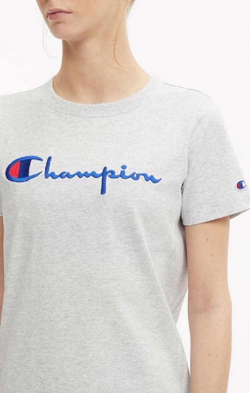 Champion Script Logo Midi T-Shirt Klänning Klänning Dam Ljusgrå | 0847-BXRGL