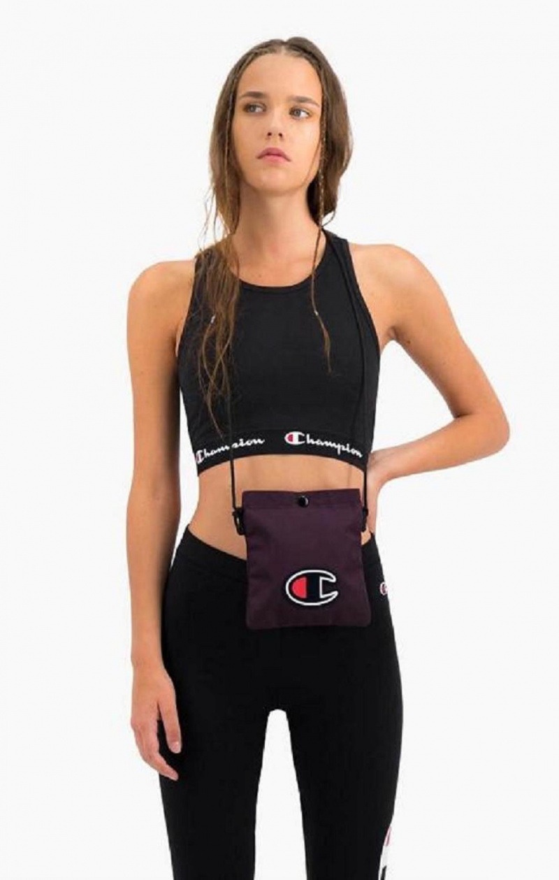 Champion Script Logo Midja Racer Back Sports Bra Sport BH Dam Svarta | 1706-VUCHG