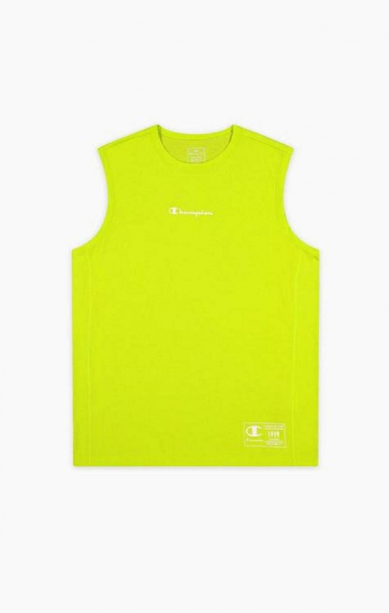 Champion Script Logo Print Jersey Tank Top T-shirt Herr Olivgröna Gröna | 6845-SBPAY