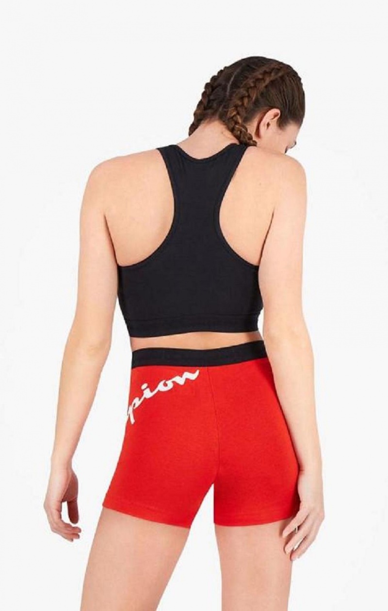 Champion Script Logo Print Racer Back Sports Bra Sport BH Dam Svarta | 3051-ZICTJ