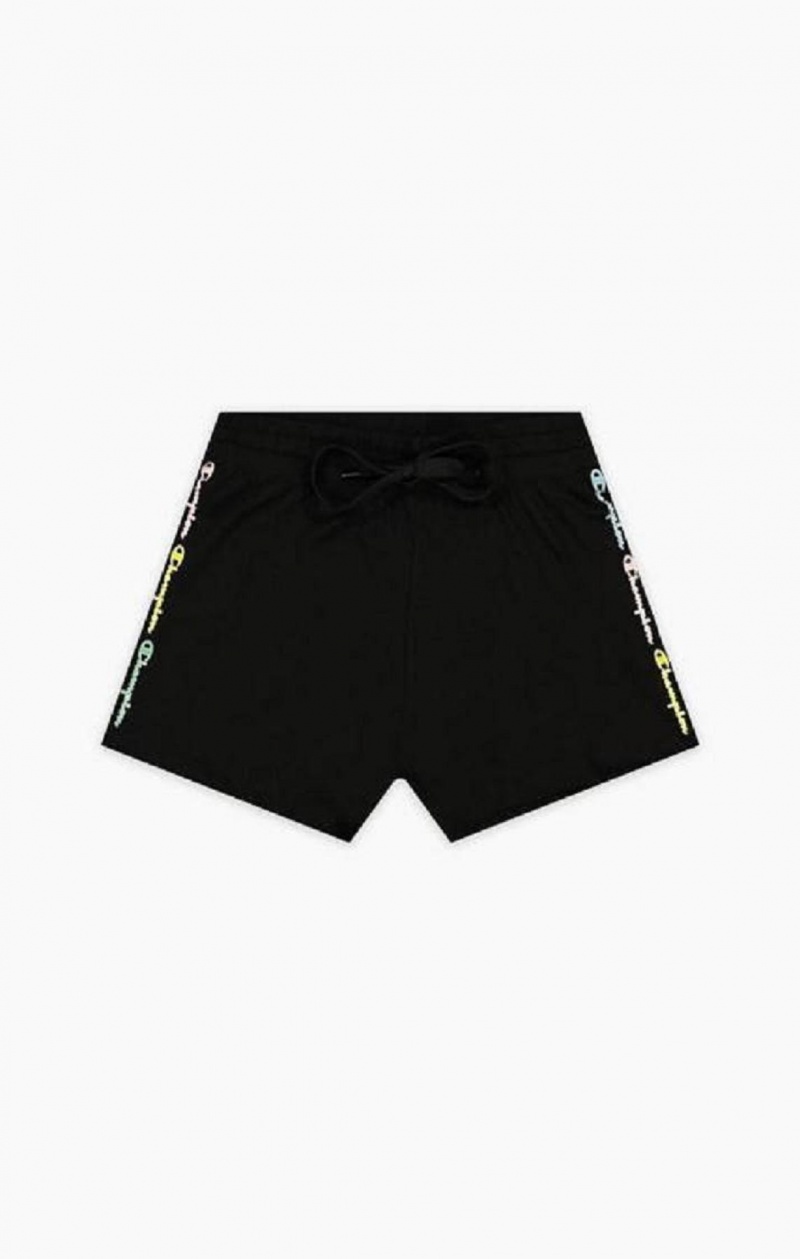 Champion Script Logo Print Shorts Shorts Dam Svarta | 2145-DHLFJ