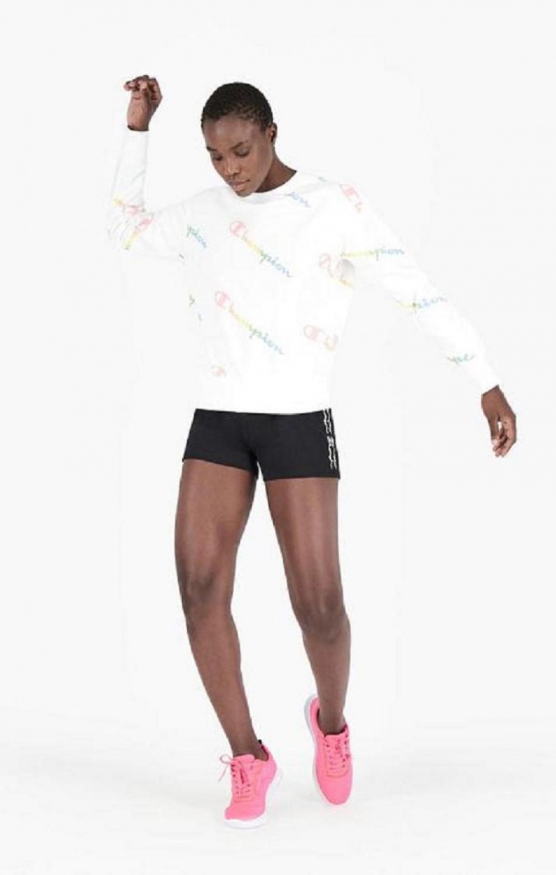 Champion Script Logo Print Shorts Shorts Dam Svarta | 2145-DHLFJ