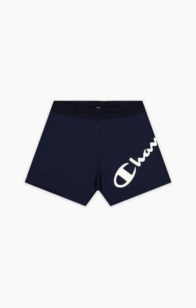 Champion Script Logo Print Shorts Shorts Dam Mörkblå | 8307-EXLJI