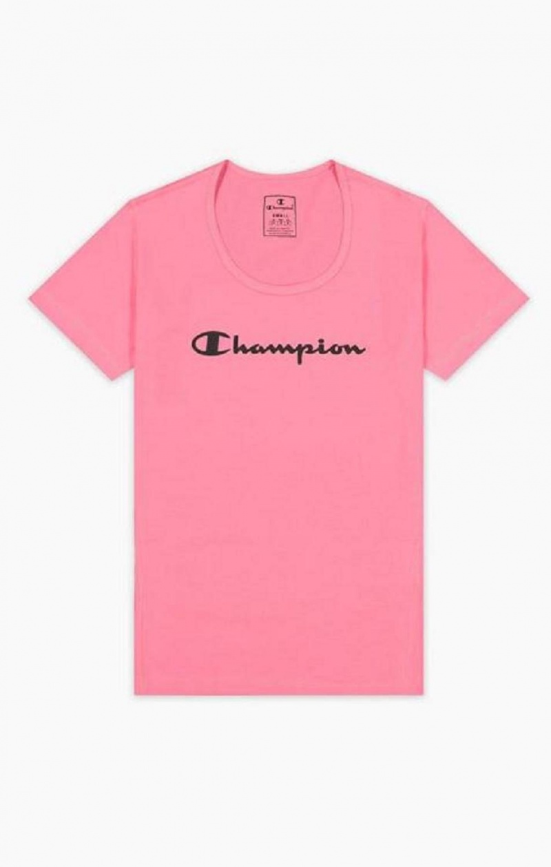 Champion Script Logo Quick Dry Tränings T-Shirt T-shirt Dam Fuchsia | 1925-GBZYP