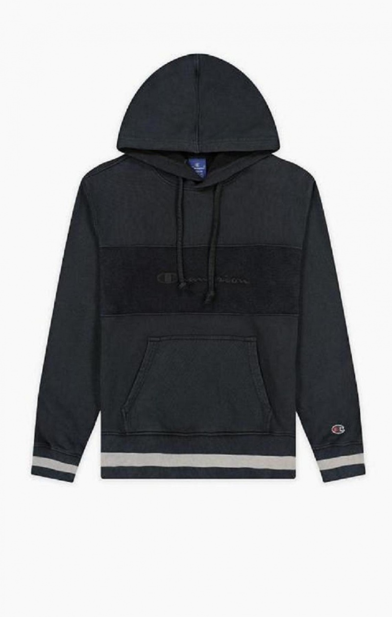 Champion Script Logo Reverse Weave Hoodie Hoodie Herr Svarta | 6485-SCEGI