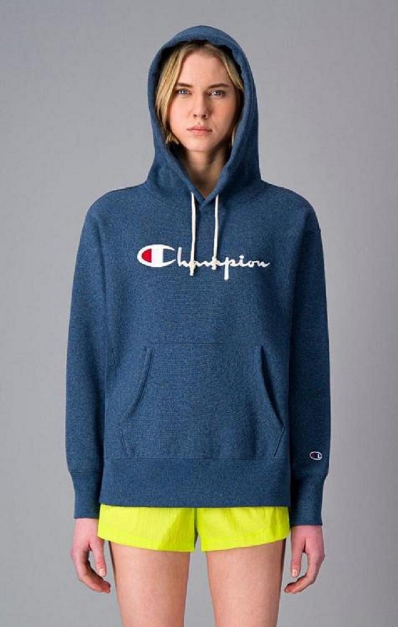 Champion Script Logo Reverse Weave Hoodie Hoodie Dam Turkos | 4081-GHQXI