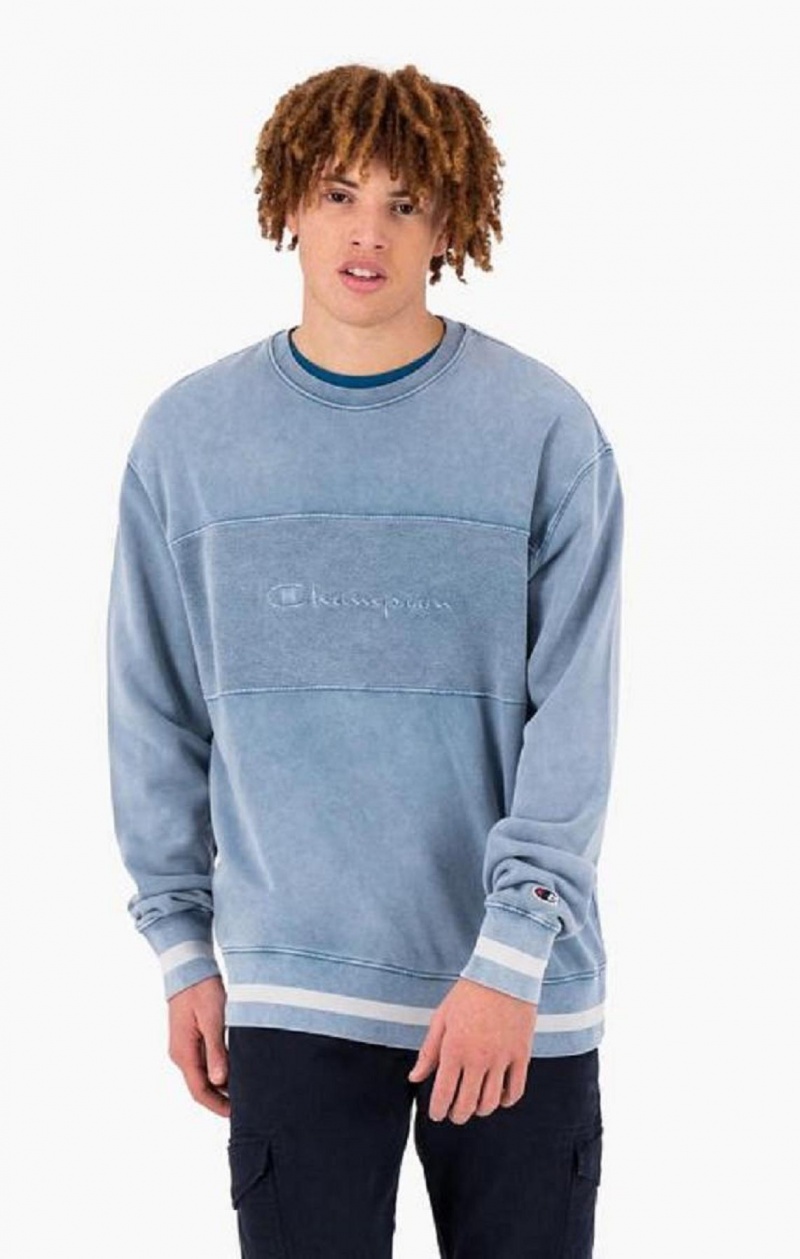 Champion Script Logo Reverse Weave Sweatshirt Tröjor Herr Blå | 6918-FCTJR