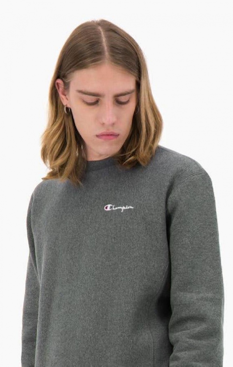 Champion Script Logo Reverse Weave Sweatshirt Tröjor Herr Mörkgrå | 6182-EHKOM