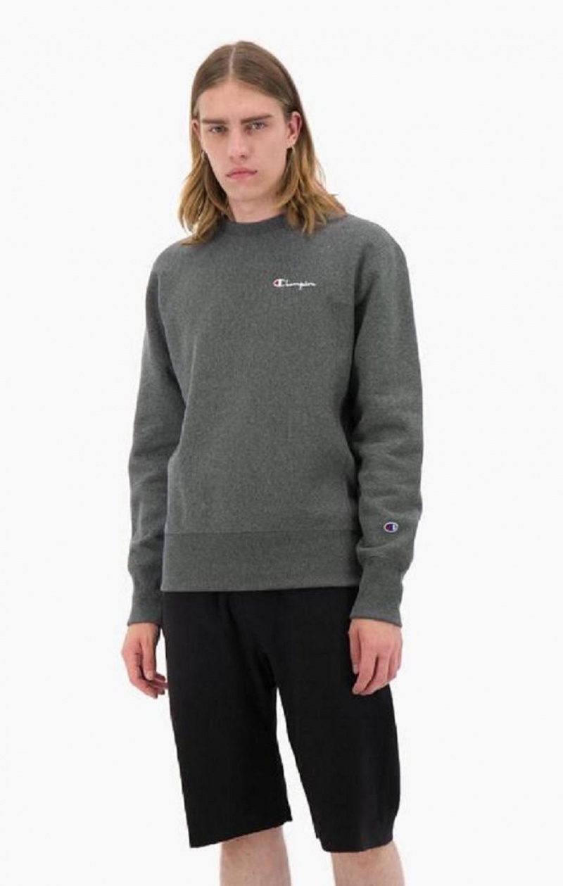 Champion Script Logo Reverse Weave Sweatshirt Tröjor Herr Mörkgrå | 6182-EHKOM