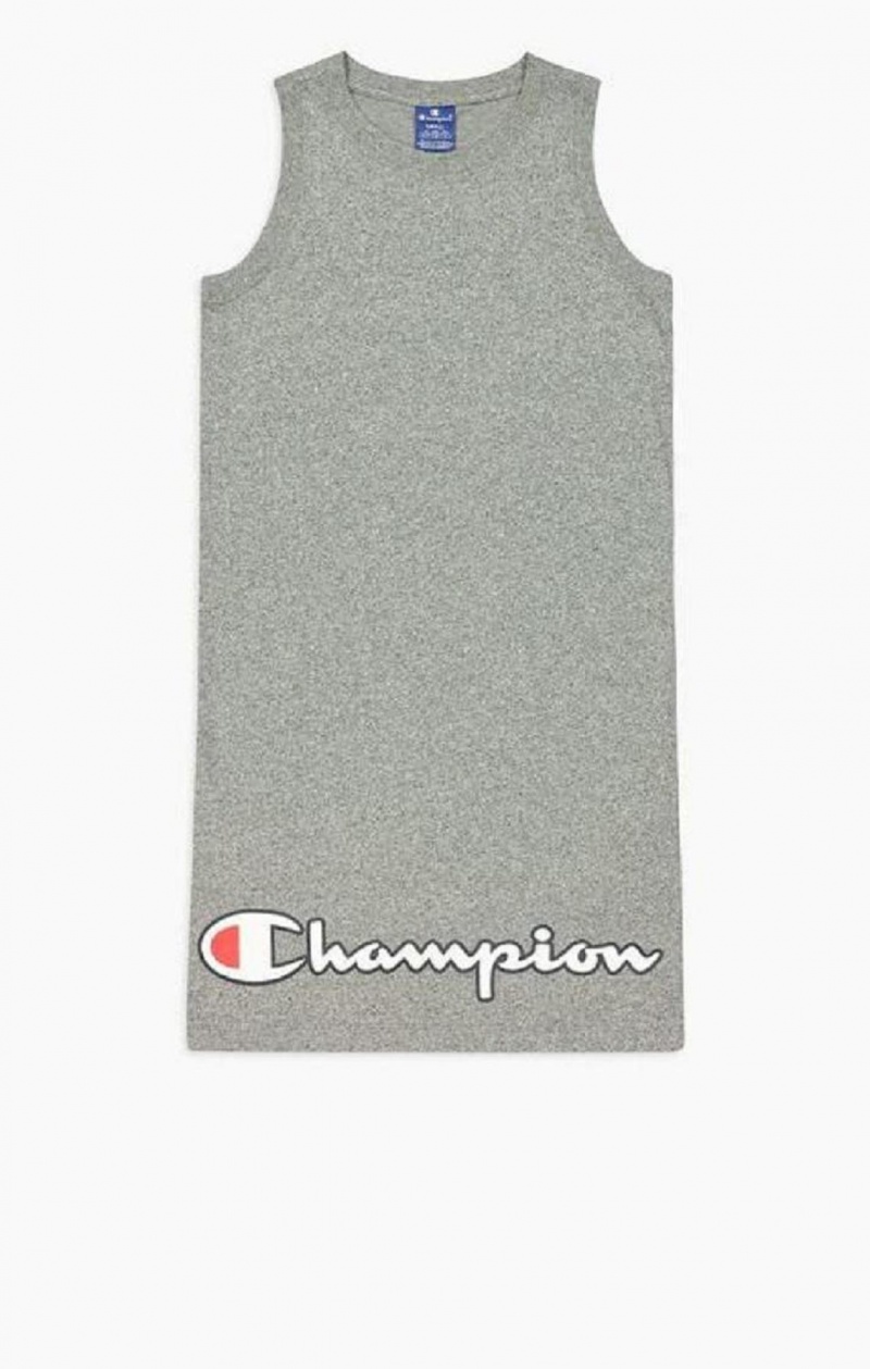 Champion Script Logo Räfflad Trim Tank Midi Klänning Klänning Dam Mörkgrå | 0628-SNIPQ