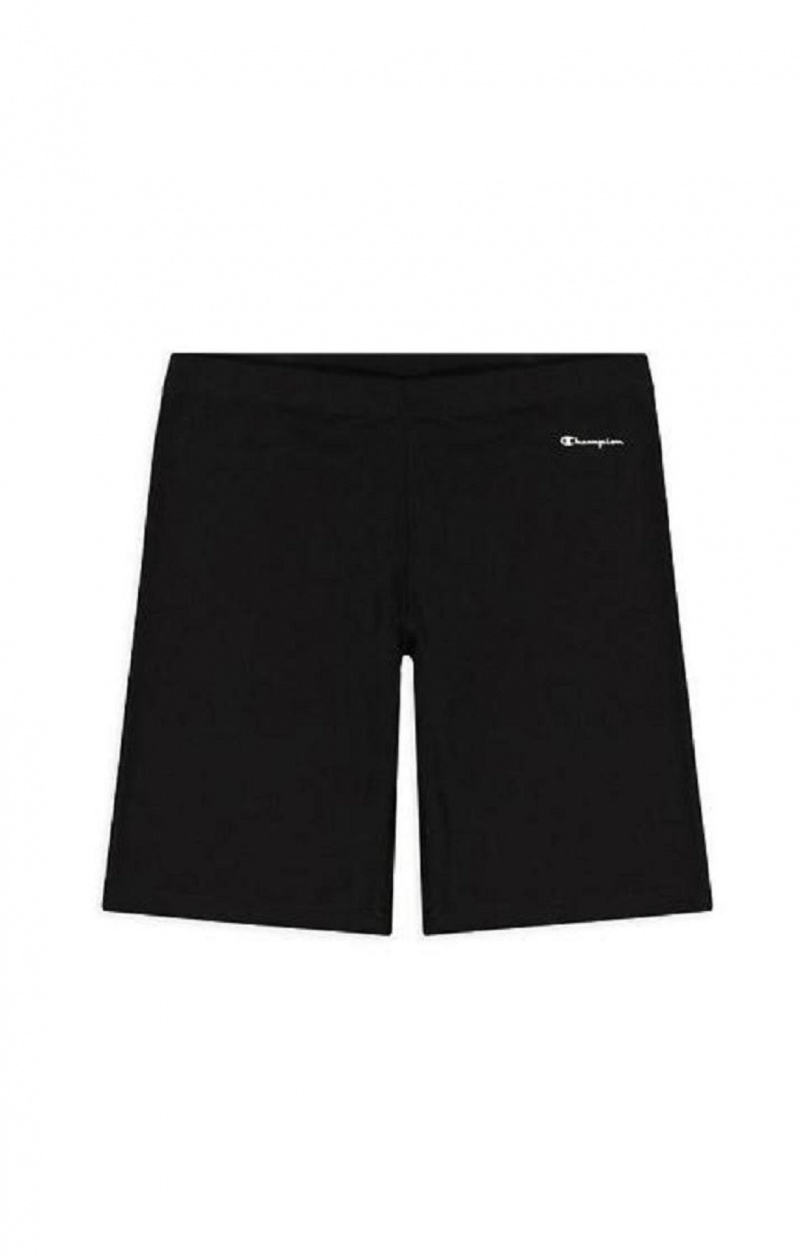 Champion Script Logo Stretch Bomull Biker Shorts Shorts Dam Svarta | 6291-AWQLI