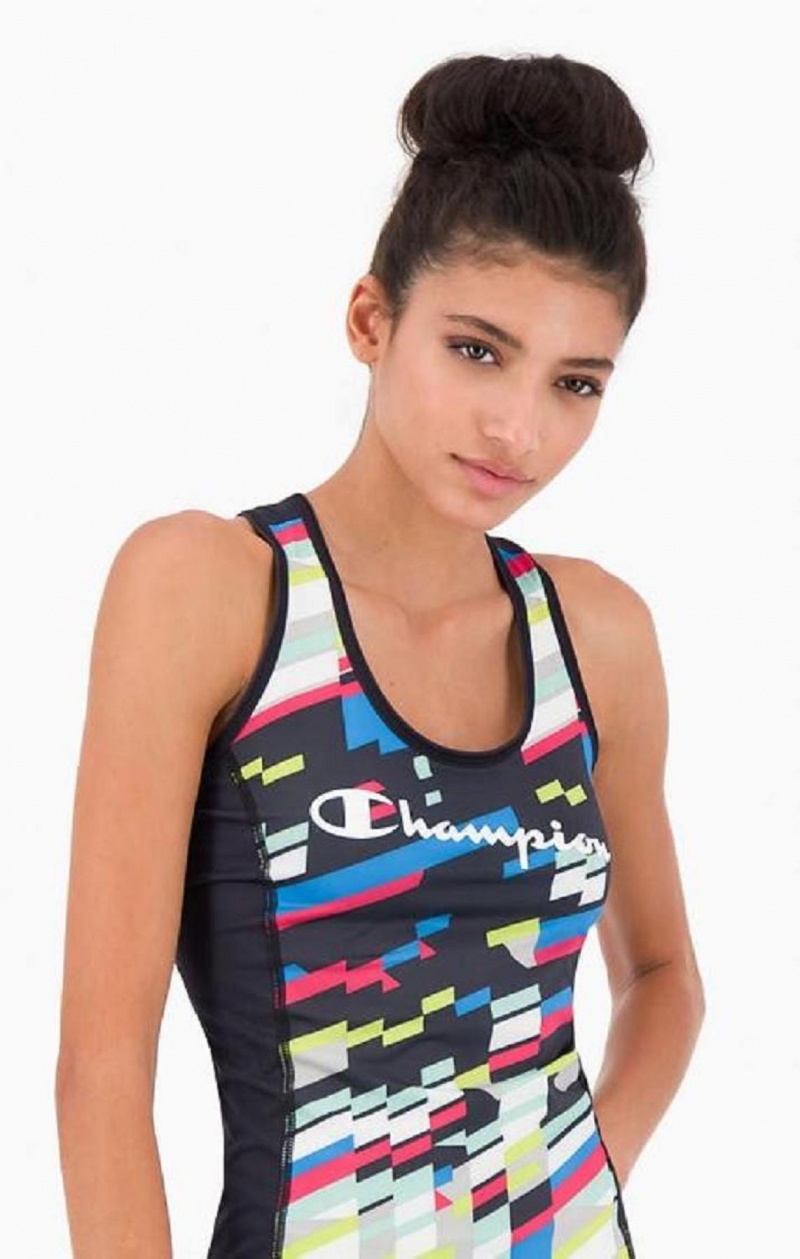 Champion Script Logo Tank Top T-shirt Dam Svarta | 5029-JBRXA