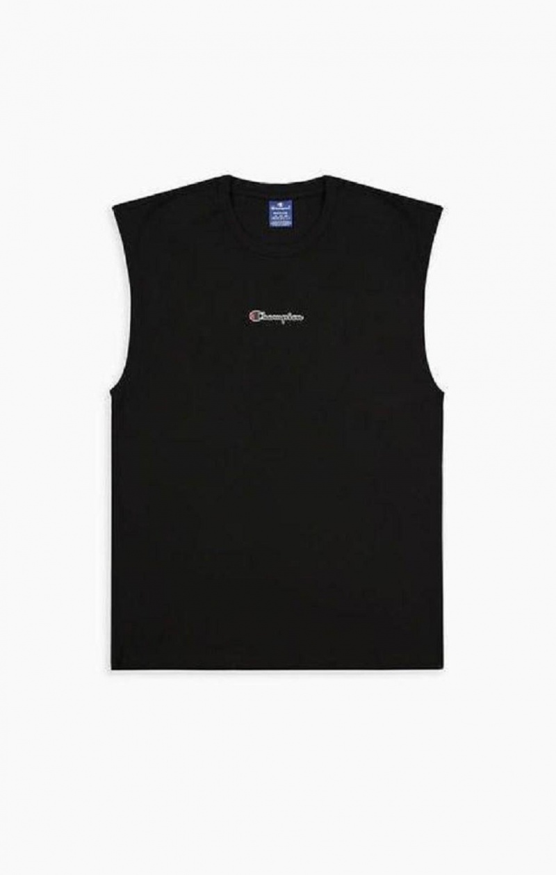 Champion Script Logo Top T-shirt Herr Svarta | 7068-FVXAE