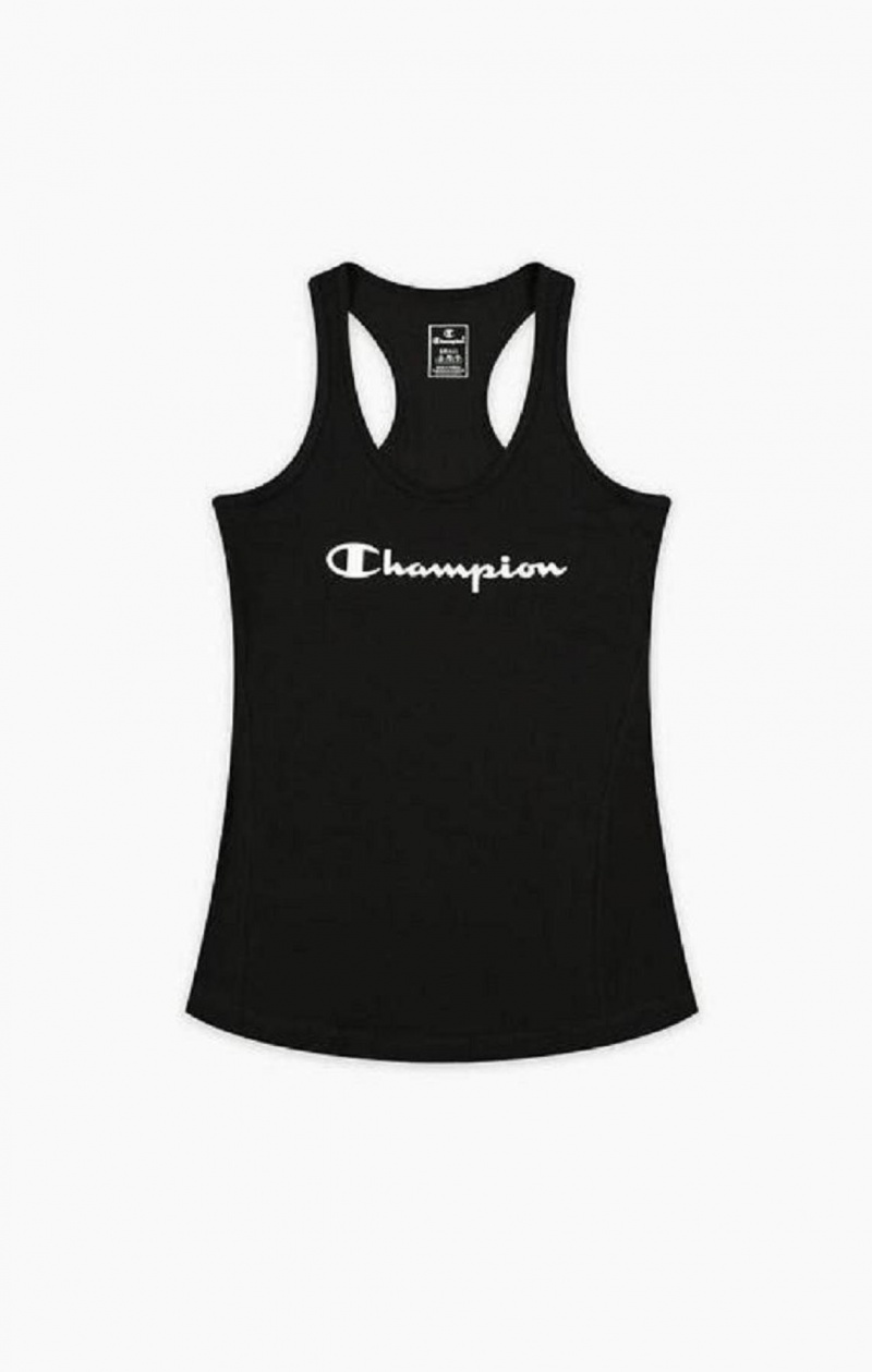 Champion Script Logo Tränings Vest T-shirt Dam Svarta | 4916-GSWEK