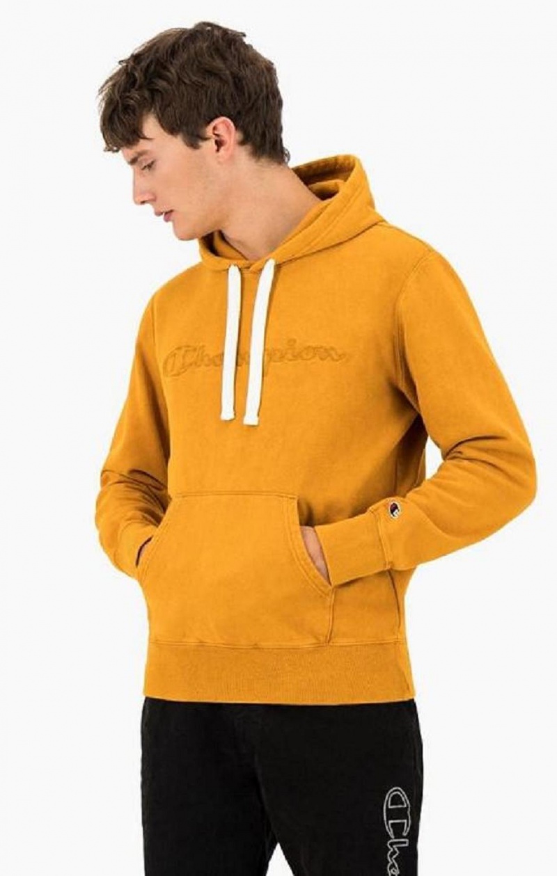 Champion Script Logo Washed Reverse Weave Hoodie Hoodie Herr Orange | 3789-HAGOL