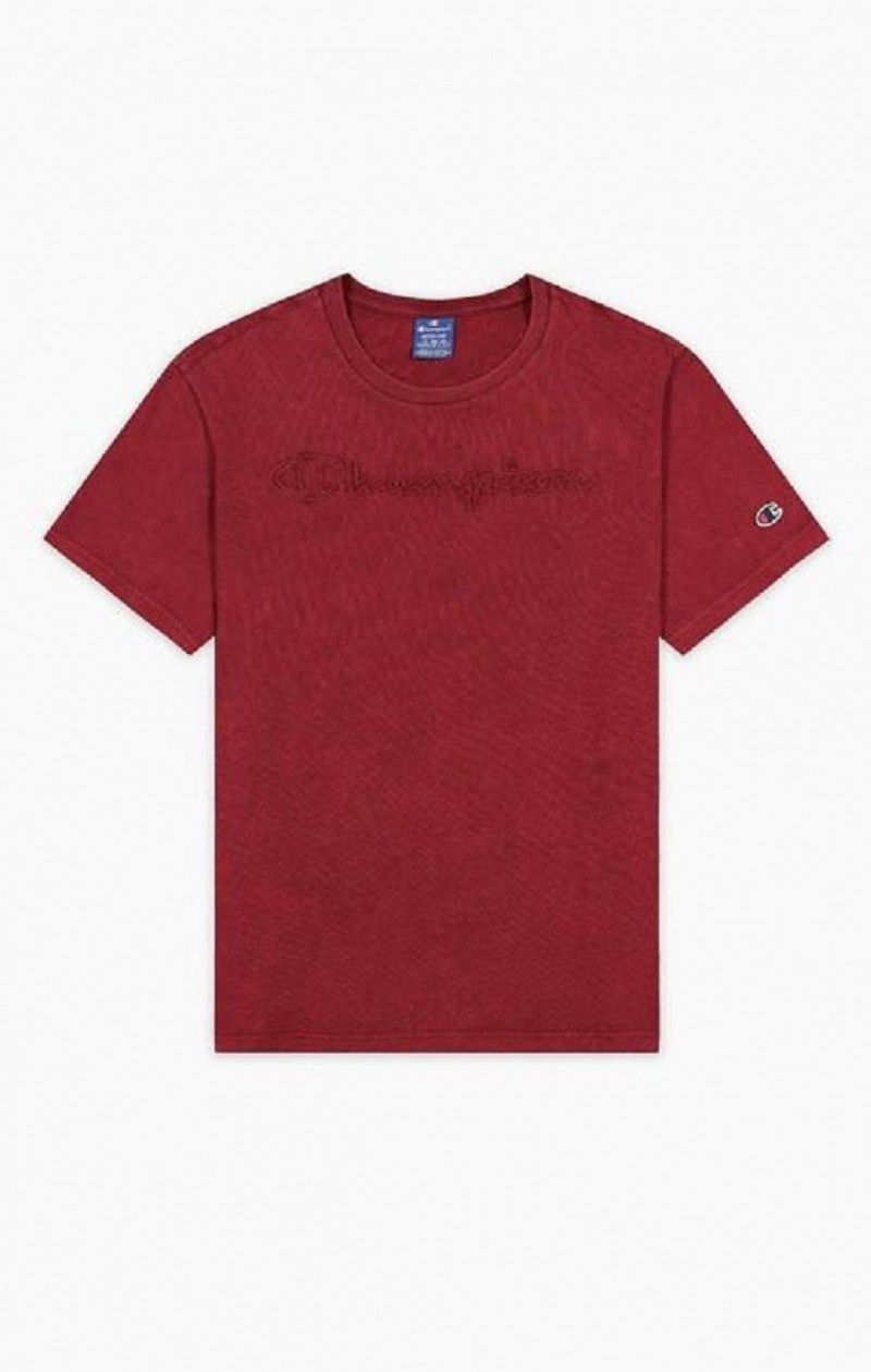 Champion Script Logo Washed T-Shirt T-shirt Herr Vinröda | 5428-LSTPU